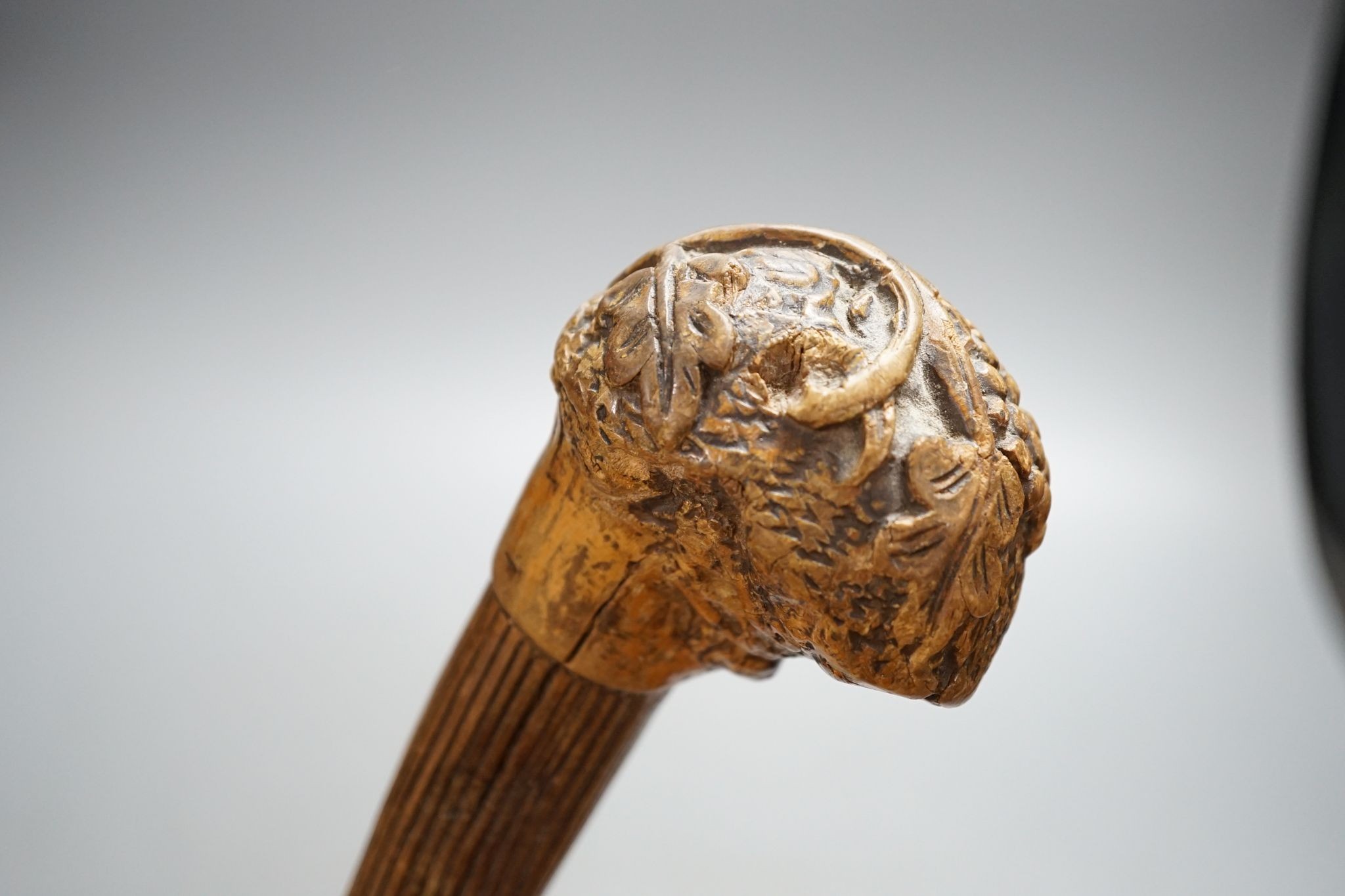 A 19th century folk art walking stick, 89 cms long.